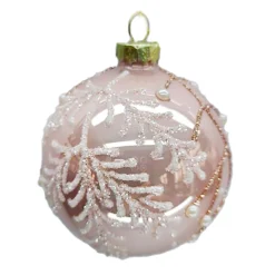 Best Christmas Forever ORN GLASS BALL 3″ PINK SHINY W/ PEARL & GOLD GLITTER