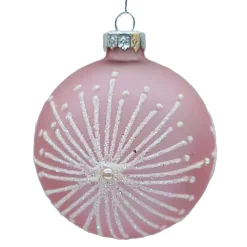 Discount Christmas Forever ORN GLASS BALL 3″ PINK W/ WHITE STARBURST