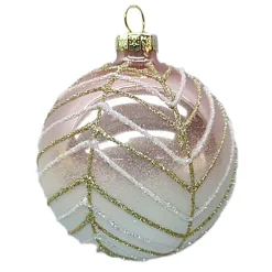 Sale Christmas Forever ORN GLASS BALL 3″ ROSE GOLD SHINY W/ CHAMP./WHITE GLITTER