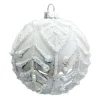 Online Christmas Forever ORN GLASS BALL 3″ SILVER/WHITE LEAF W/ WHITE GLITTER