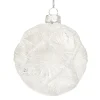 New Christmas Forever ORN GLASS BALL 3″ WHITE FROST DIAMOND W/ ICE GLITTER