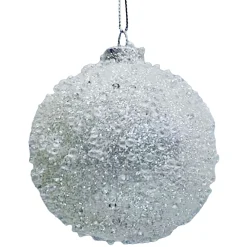 Hot Christmas Forever ORN GLASS BALL 3″ WHITE FROST W/ ICE GLITTER