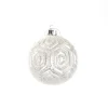 New Christmas Forever ORN GLASS BALL 3″ WHITE W/ HEX PATTERN