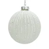 Best Christmas Forever ORN GLASS BALL 3″ WHITE W/ICE GLITTER STRIPES