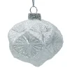 New Christmas Forever ORN GLASS OLIVE 3″ WHITE FROST DIAMOND W/ ICE GLITTER