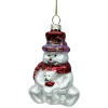 Sale Christmas Forever ORN GLASS SNOWMAN 3″X2″X4″ RED/WHITE