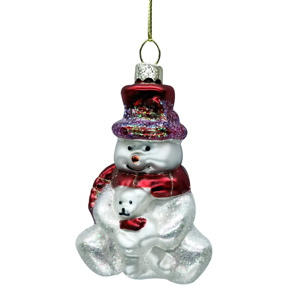 Sale Christmas Forever ORN GLASS SNOWMAN 3″X2″X4″ RED/WHITE