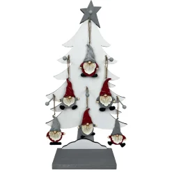 Christmas Forever ORN GRAY RED POLYRESIN GNOME 4.5″ 6/S W/ DISPLAY