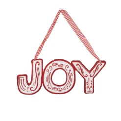 New Christmas Forever ORN METAL 7.75″ “JOY” RED/ WHITE
