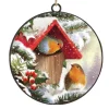 Outlet Christmas Forever ORN METAL DISC 4″ BIRH HOUSE W/ ROBIN