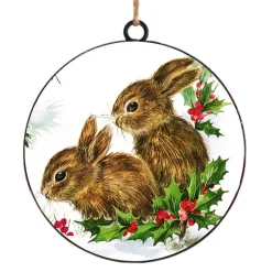 Clearance Christmas Forever ORN METAL DISC 4″ BUNNY