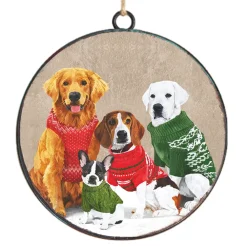Sale Christmas Forever ORN METAL DISC 4″ DOGS