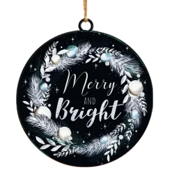 Discount Christmas Forever ORN METAL DISC 4″ “MERRY & BRIGHT”