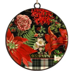 Best Christmas Forever ORN METAL DISC 4″ RED /BLACK CHRISTMAS FLORAL