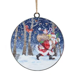 Best Christmas Forever ORN METAL DISC 4″ SANTA ESCAPE CARRYING GIFT BAG