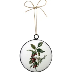 Outlet Christmas Forever ORN METAL DISC 4″ W/HOLLY BERRY PRINT