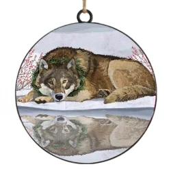 Outlet Christmas Forever ORN METAL DISC 4″ WOLF