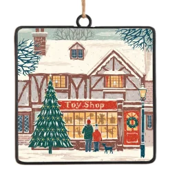 Outlet Christmas Forever ORN METAL SQUARE DISC 4″ TOY SHOP