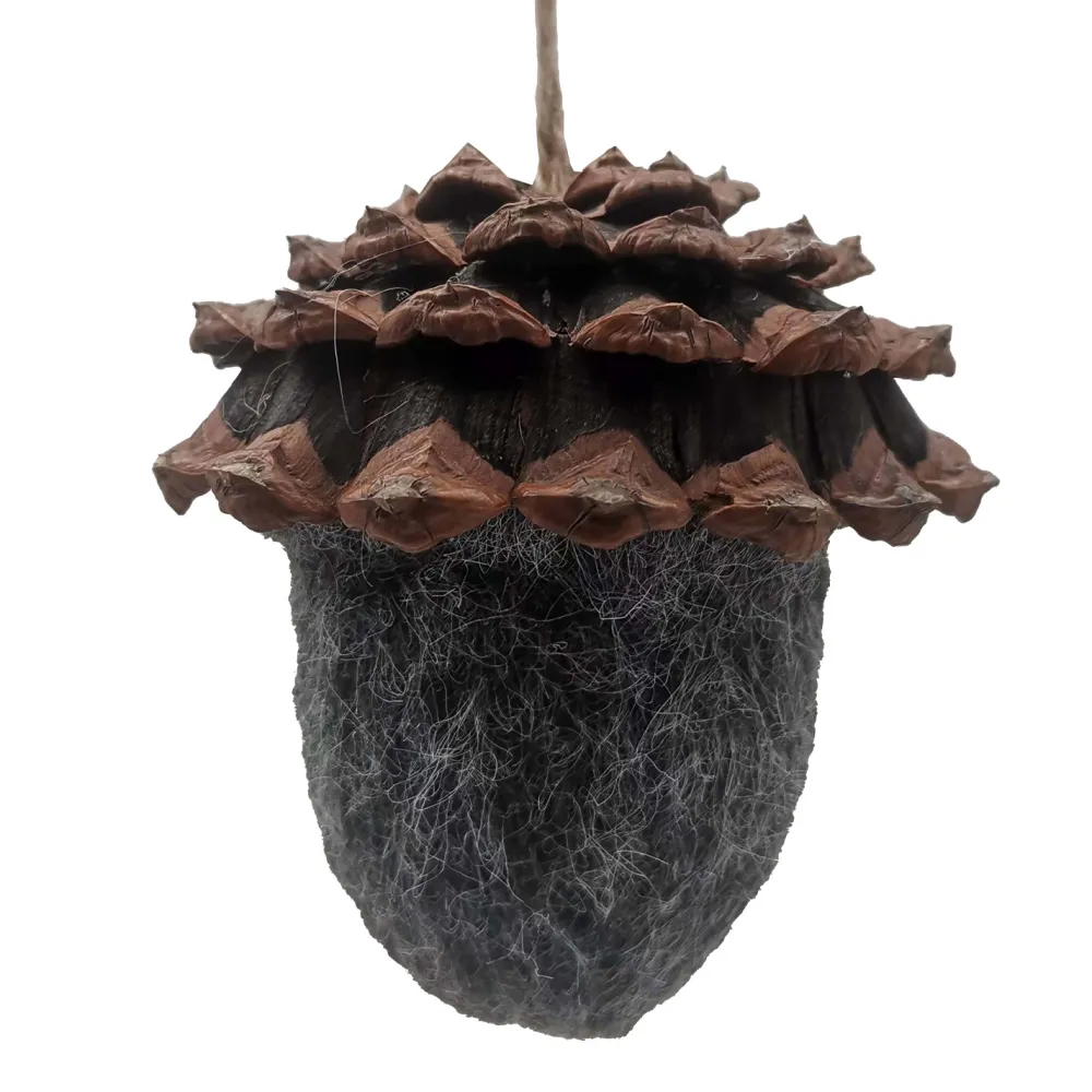 Outlet Christmas Forever ORN NAT. ACORN FELT W/ CONE CAP GREY 3.5″ FROSTED LOOKED