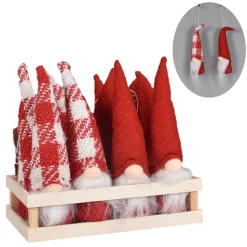 Clearance Christmas Forever ORN PLUSH GNOME 8″ RED/WHITE W/TRAY 12 PC. (2 STYLES)