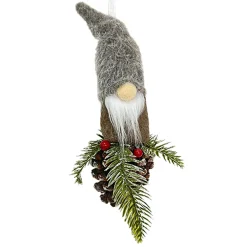 Clearance Christmas Forever ORN PLUSH GNOME FAUX FUR BROWN 9.5″ W/ PINE, CONE & BERRIES