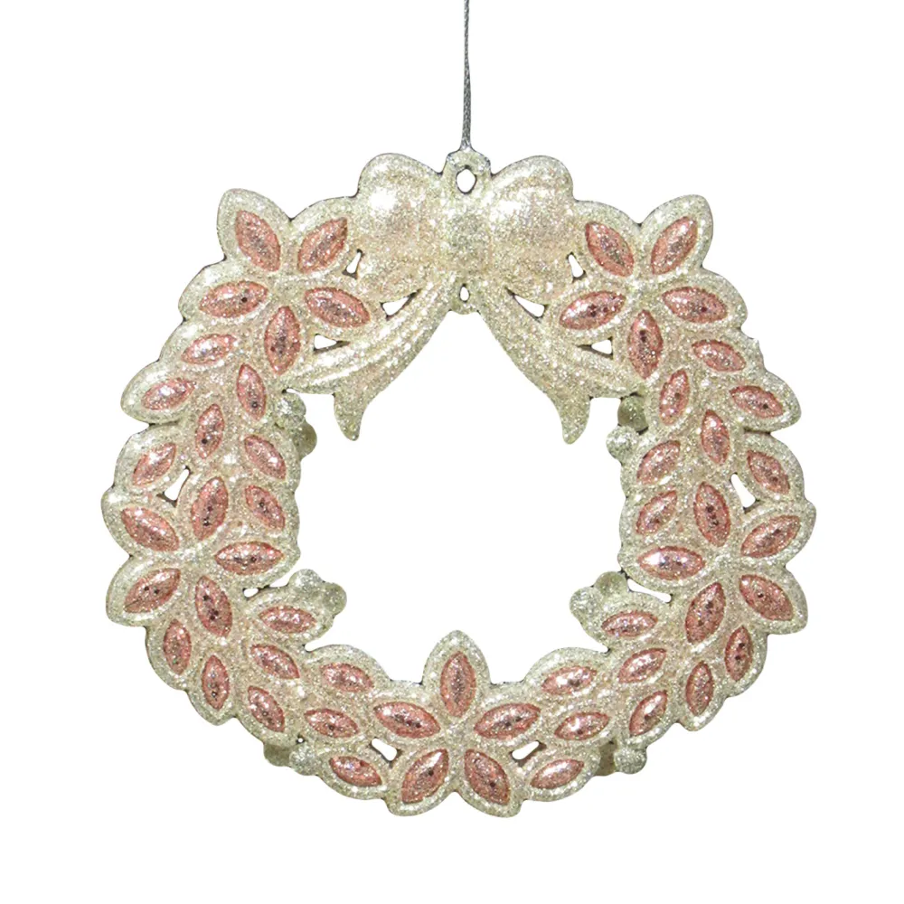 Best Christmas Forever ORN ROSEGOLD WREATH 5″ W/ CHAMPAGNE GLITTER