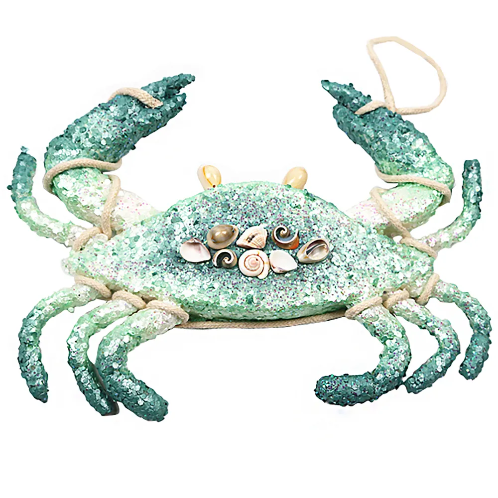 Discount Christmas Forever ORN SEA CRAB 12″ BLUE W/ BEADS, SEQUINS, GLITTER