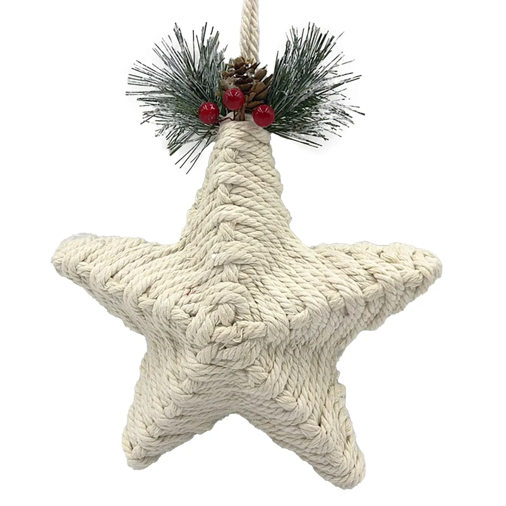 Outlet Christmas Forever ORN STAR KNOTCRAFT 9″ CREAM/NATURAL W/ PINE, BERRIES & CONES
