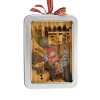 Outlet Christmas Forever ORN TIN/WOOD 6.5″ SNOWMAN, HOUSE SCENE