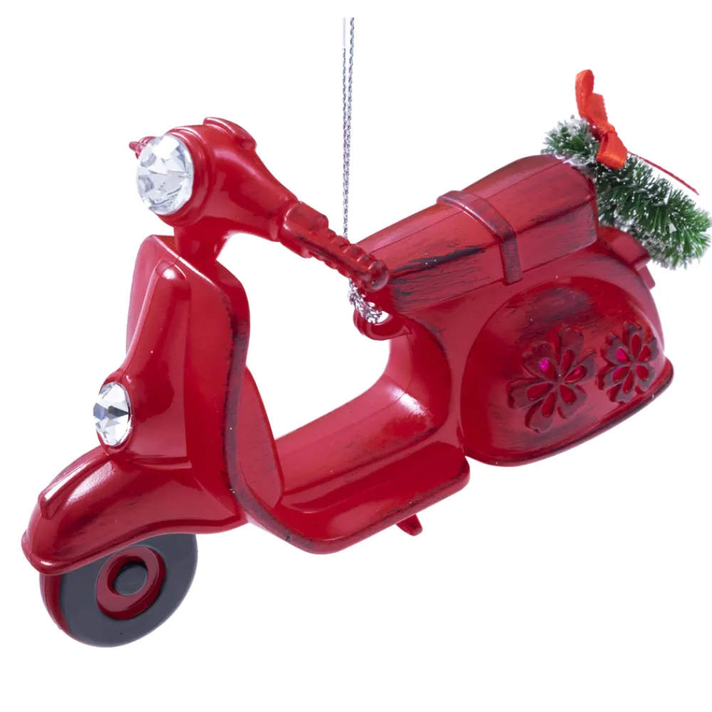 Discount Christmas Forever ORN VINTAGE RED SCOOTER 4.75″ ANTIQUE RED W/ WREATH