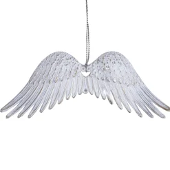 Best Christmas Forever ORN WHITE / GOLD WINGS 2.25″ WHITE W/ BRUSHED GOLD