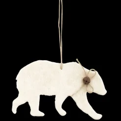 Christmas Forever ORN WOODEN BEAR 7″ BEIGE FUR W/BELL