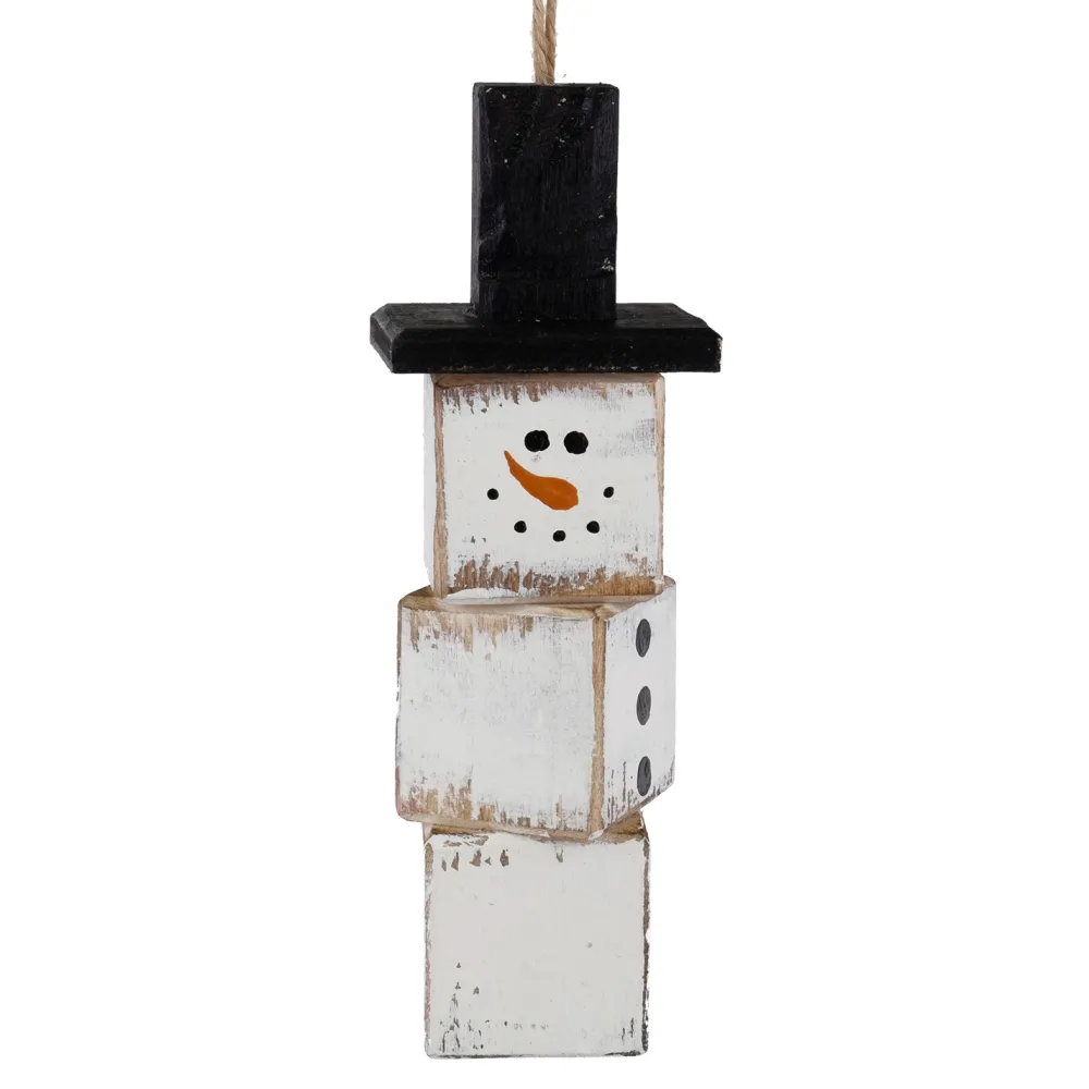 Online Christmas Forever ORN WOODEN BLOCKS 6″ WHITE SNOWMAN