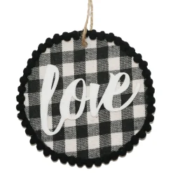 Outlet Christmas Forever ORN WOODEN DISC 4″ BLACK/WHITE W/LOVE