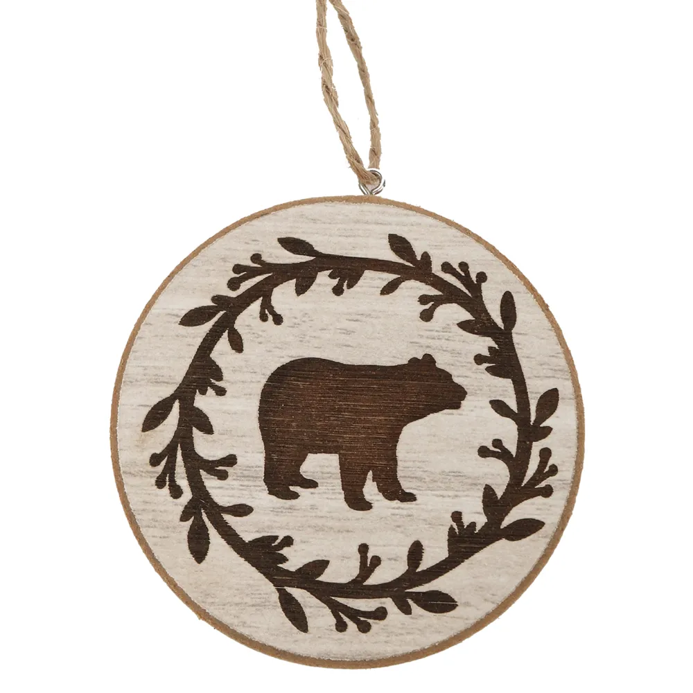 Sale Christmas Forever ORN WOODEN DISC 3″ NATURAL WITH BEAR