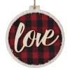 Online Christmas Forever ORN WOODEN DISC 4″ RED/ BLACK “LOVE” BUFFALO PLAID W/ FROSTED BORDER