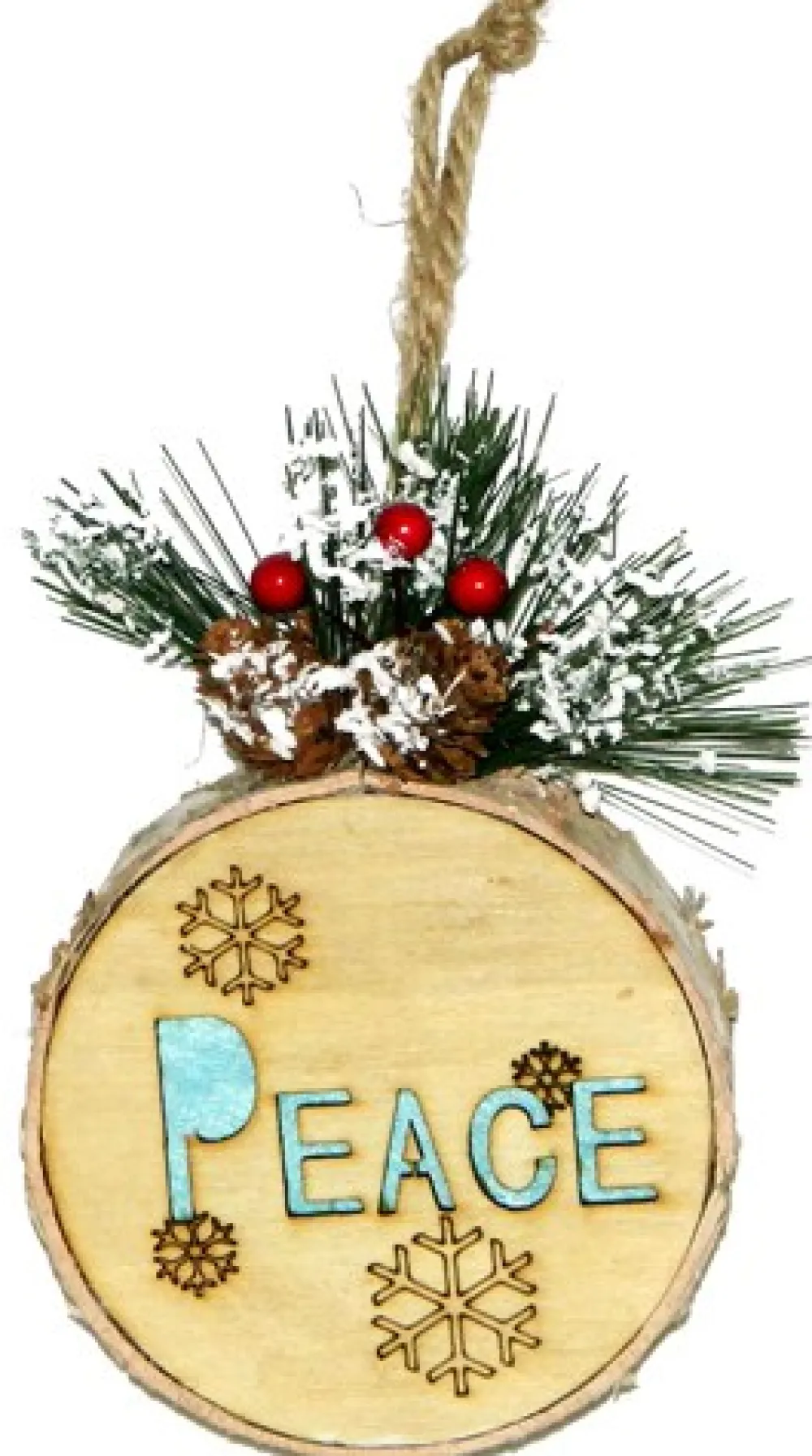 Sale Christmas Forever ORN WOODEN DISC 6″ W/PEACE LED