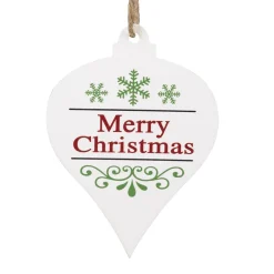 Outlet Christmas Forever ORN WOODEN FINIAL 4″ W/ RED/ GREEN MERRY CHRISTMAS PRINT