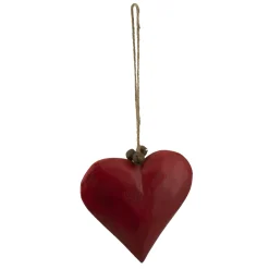 Sale Christmas Forever ORN WOODEN HEART 7.5″ RED W/ MINI BELLS