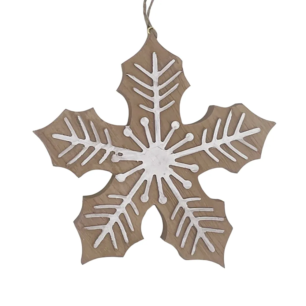 Sale Christmas Forever ORN WOODEN SNOWFLAKE 5.5″ BROWN/WHITE