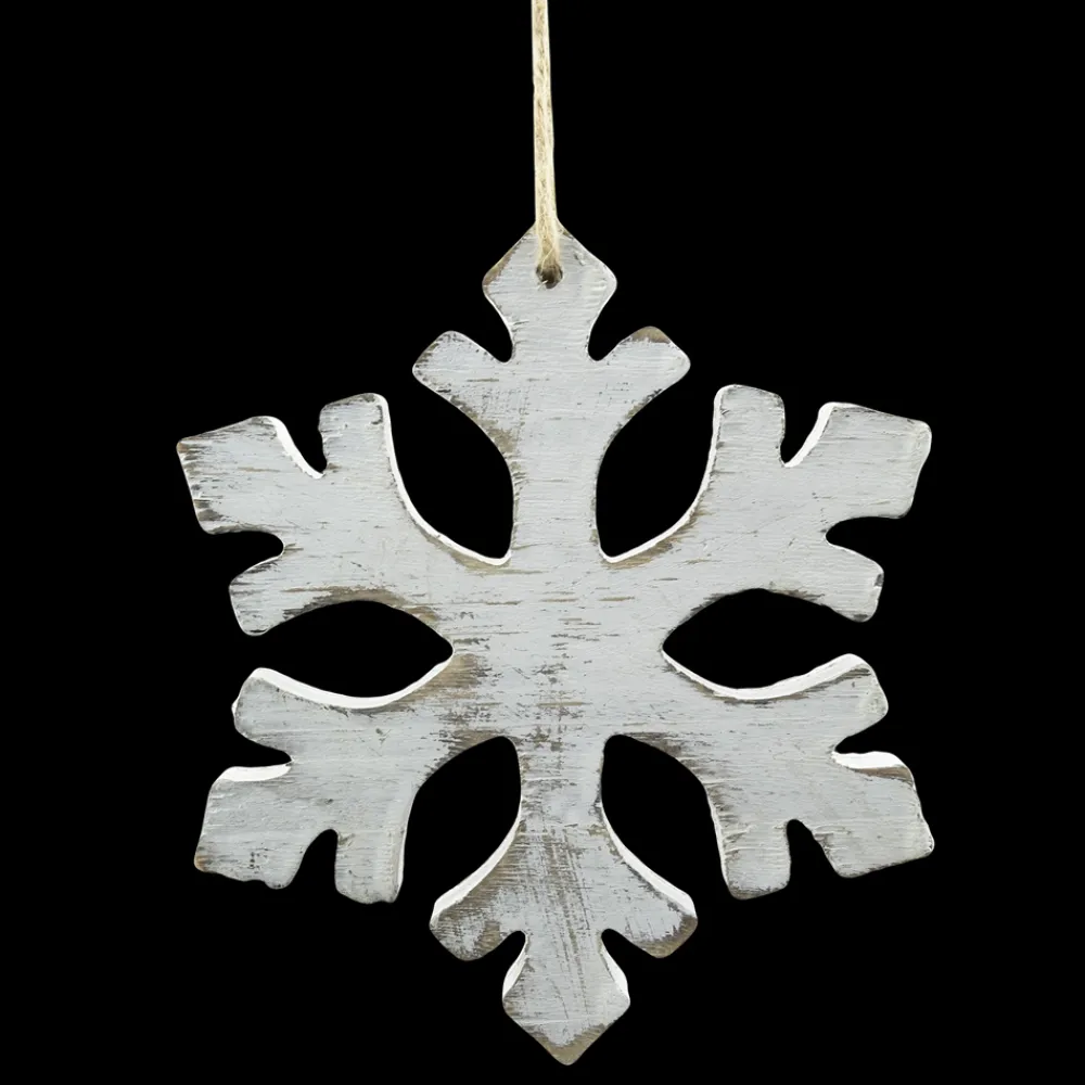 Clearance Christmas Forever ORN WOODEN SNOWFLAKE 6″ WHITE WASHED
