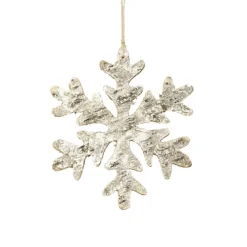 Hot Christmas Forever ORN WOODEN SNOWFLAKE 8″ WOOD/BIRCH LOOK W/GLTR