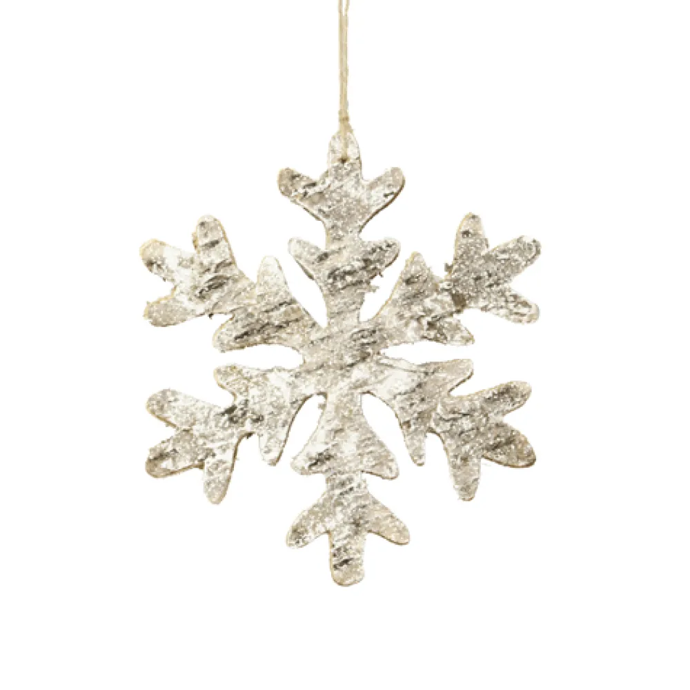 Hot Christmas Forever ORN WOODEN SNOWFLAKE 8″ WOOD/BIRCH LOOK W/GLTR