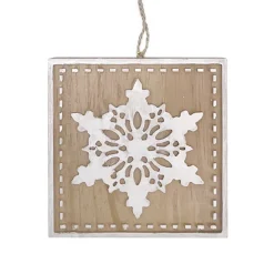 Best Christmas Forever ORN WOODEN SNOWFLAKE 4.5″x4.5″ NATURAL/WHITE