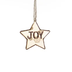 Hot Christmas Forever ORN WOODEN STAR 4.75″ NATURAL JOY