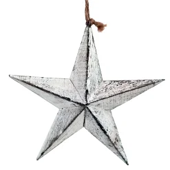 Outlet Christmas Forever ORN WOODEN STAR HANGING DECOR 6.5″ WHITE WASHED