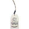 Hot Christmas Forever ORN WOODEN TAG 4″ “JOY TO THE WORLD” WHITE/BLACK/GREY