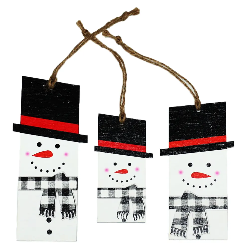 Sale Christmas Forever ORN WOODEN TAG SNOWMAN 6.69″/4.33″/5.51″ RED/BLACK/WHITE 3 ASST