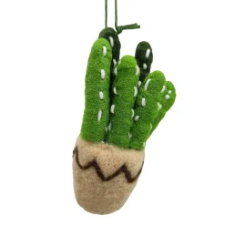 Online Christmas Forever ORN WOOL CACTUS IN A POT 4.5″ GREEN