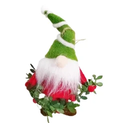 Discount Christmas Forever ORN WOOL GNOME WITH HOLLY LEAF GARLAND 5.5″